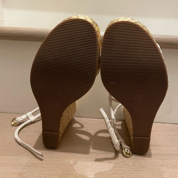 Coach White and Gold Strap Wedges - Picture 3 of 5